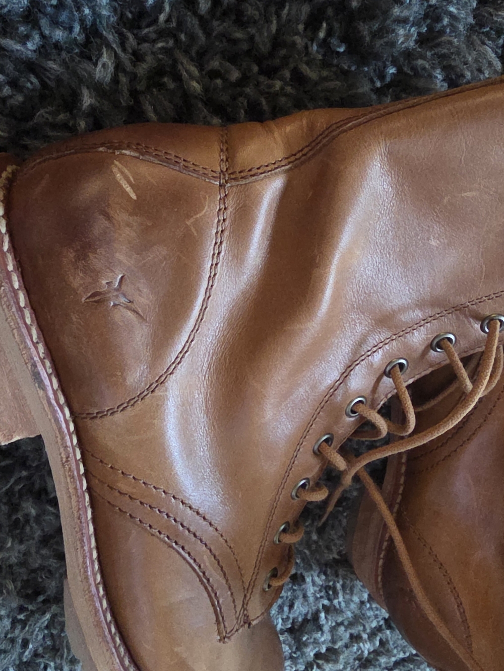 Frye Veronica Combat Leather Boots Women’s Size 8.5 Caramel Brown - Picture 7 of 15